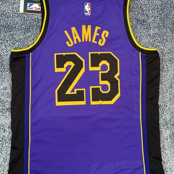 Los Angeles Lakers #23 LeBron James Statement Swingman Jersey